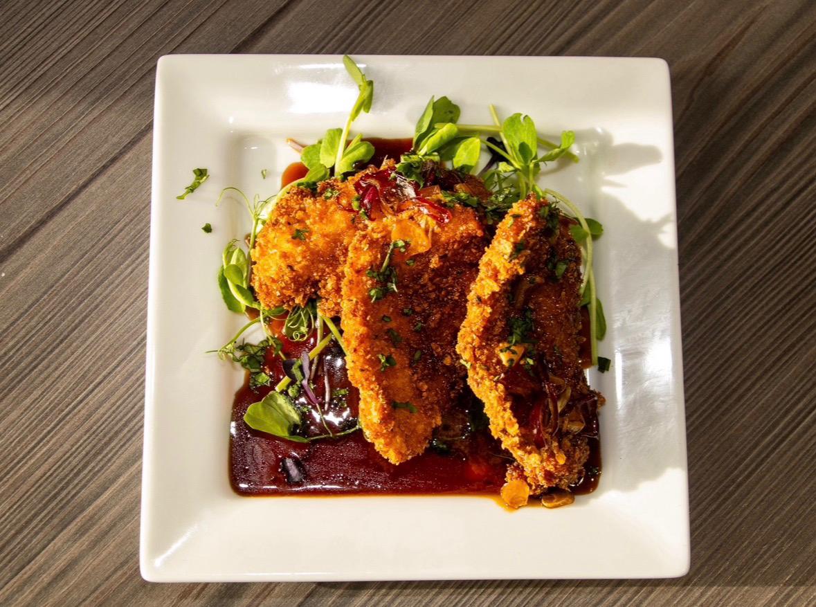 Panko katsu chicken with sticky Asian glaze